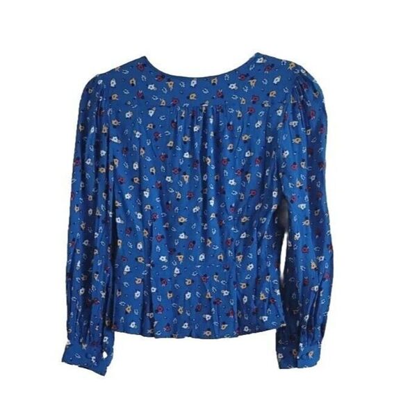 ba&sh Lali Blue Floral Button V Neck Long Sleeve Blouse Women's Size Small - Picture 6 of 9